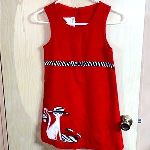 Red Dress Bonnie Jean Cat Girls’ sz 10